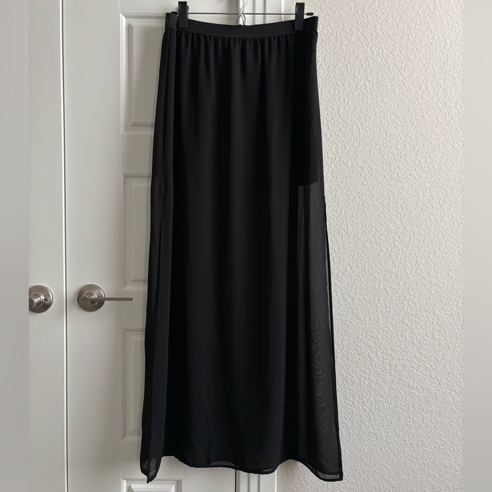 H&M sheer maxi/mini combo skirt; black (size 8 US)